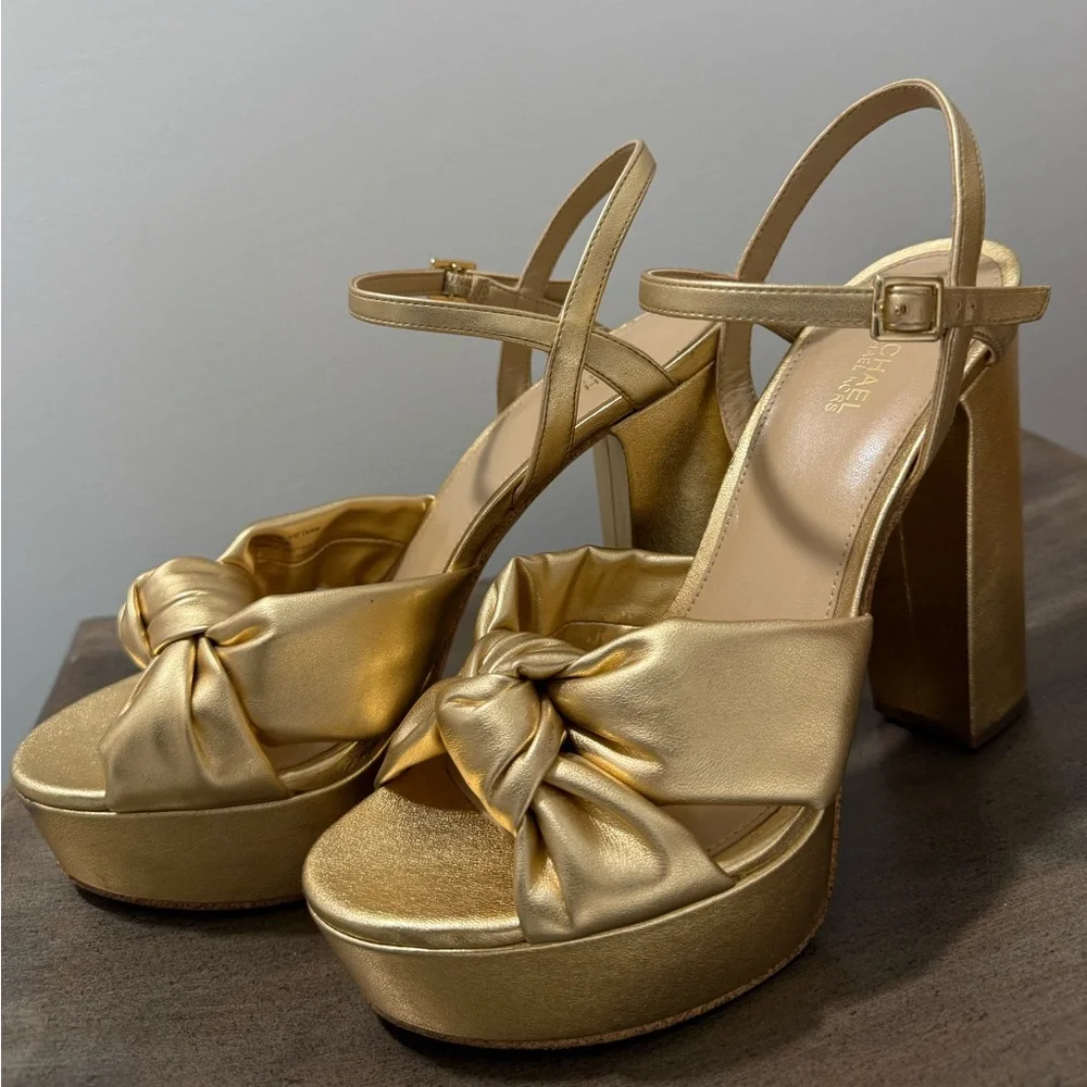 Michael Kors plataform Gold Shoes - Picture 1 of 14